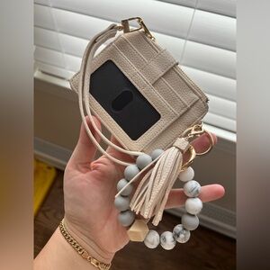 NWOT: Faux Leather Elastic Key Bracelet Wallet // Card Holder - Boho, Chic
